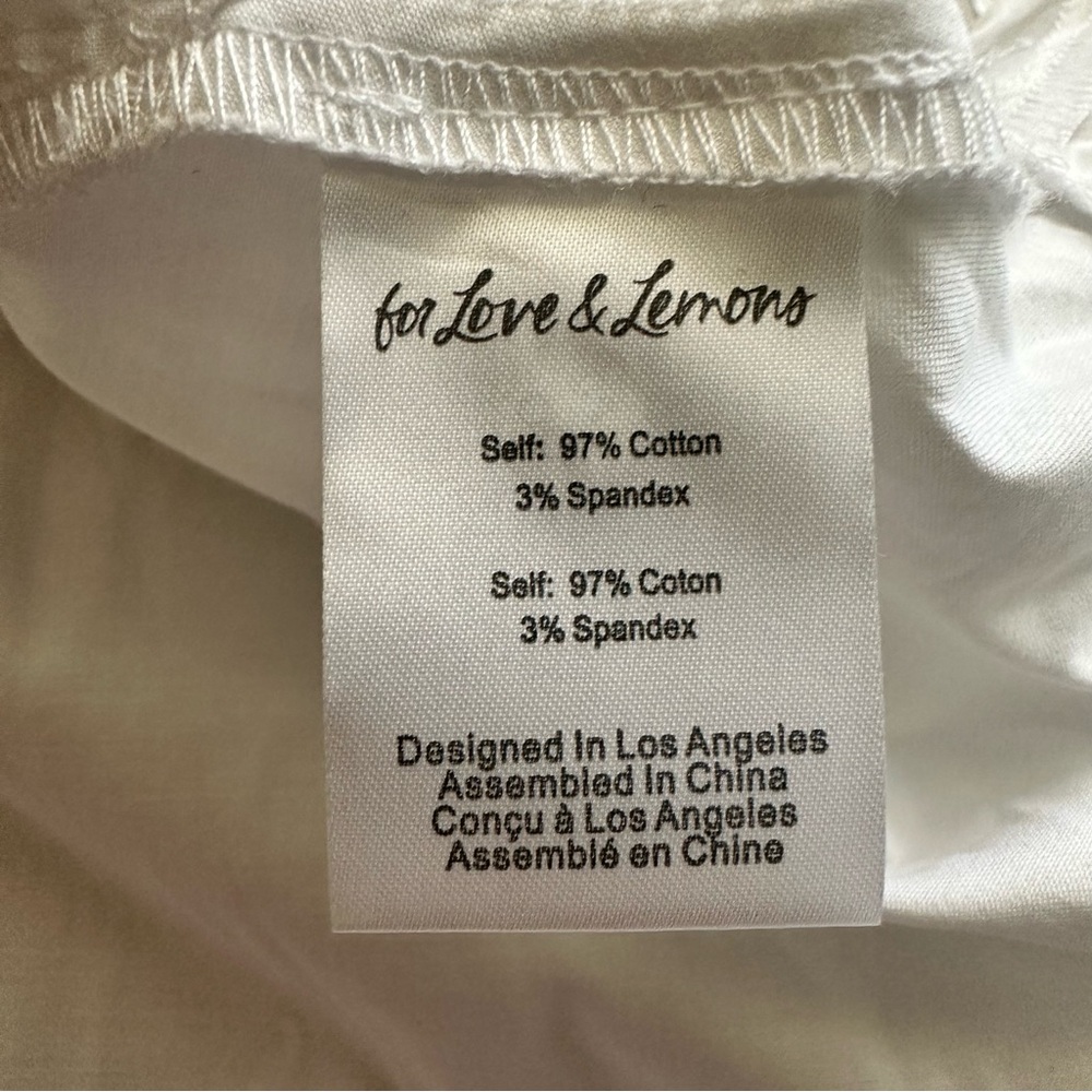 FOR LOVE & LEMONS Puff Sleeve Eyelet Ruffle White Mini Dress NWT Women’s XL - Picture 9 of 10